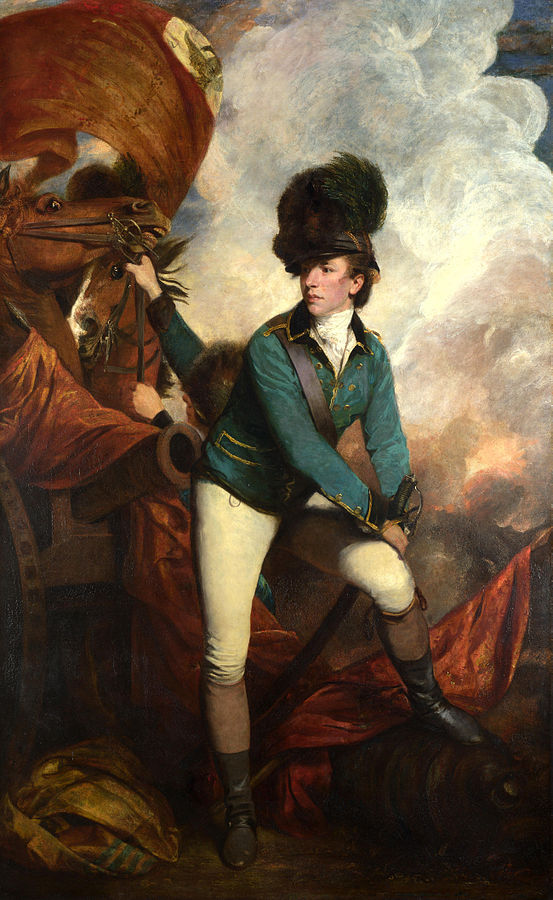 Lieutenant-Colonel Banastre Tarleton by Sir Joshua Reynolds, in the uniform of the British Legion, wearing a “Tarleton Helmet.”