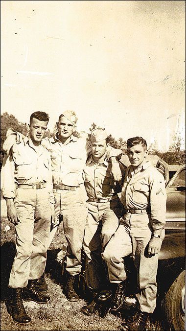 Floyd Talbert, unidentified soldier, Paul Rogers and Forrest Guth