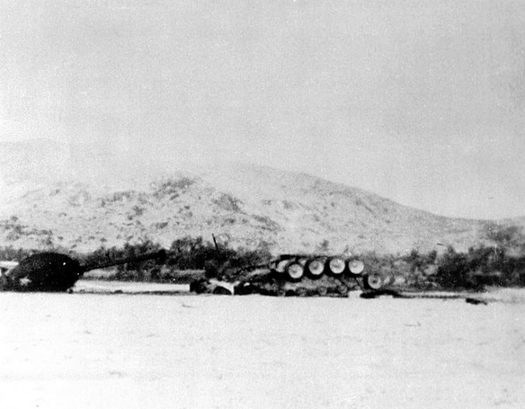 A destroyed M48A3 during Vietnam war