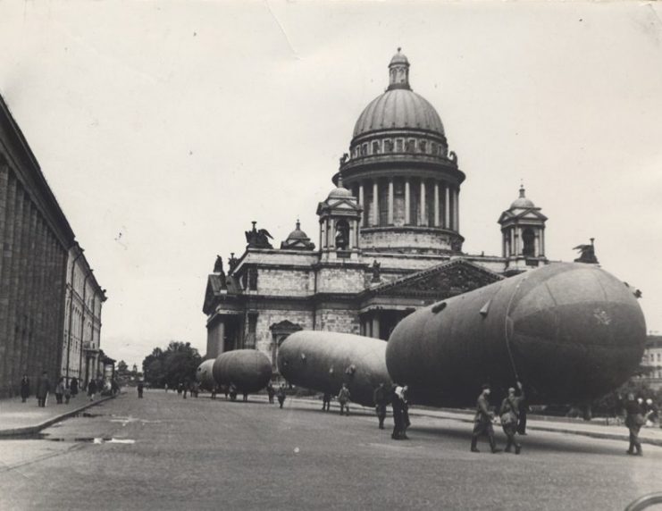Air defense balloons on St. Isaac’s Square