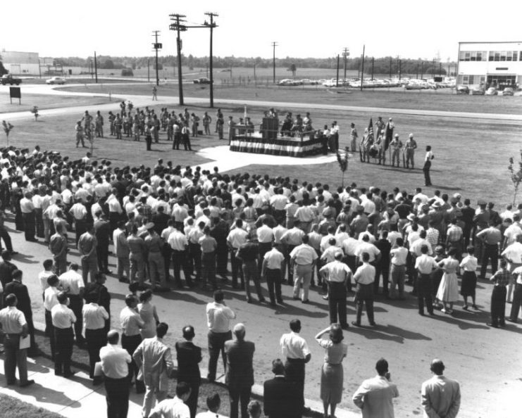 NASA Marshall Space Flight Center – Ceremony of transfer from Army to NASA July 1, 1960.