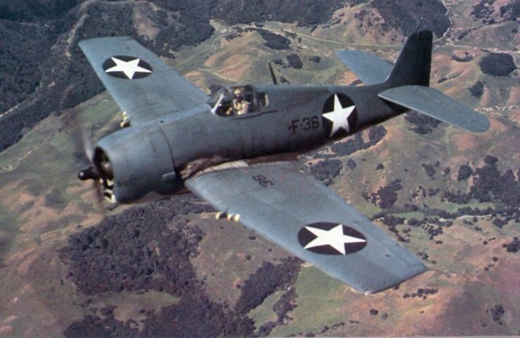 An early F6F-3 Hellcat in Blue-Gray over Light Gull-Gray