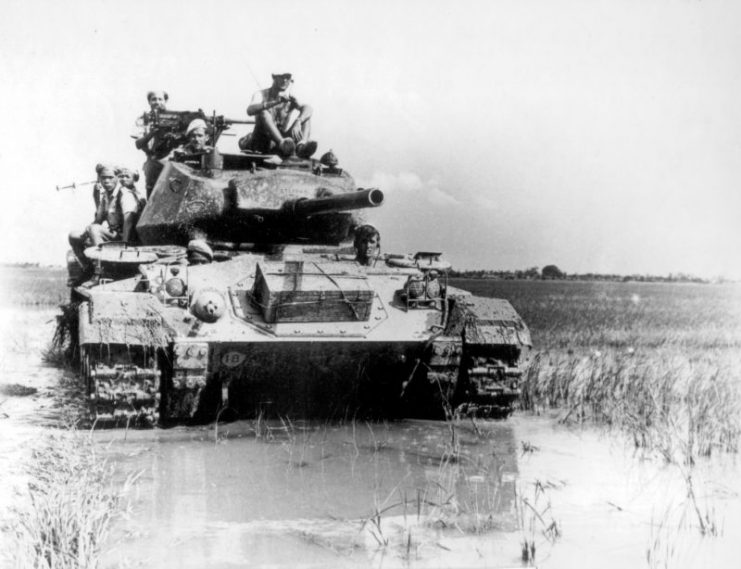 One of the ten French M24 Chaffee light tanks, (supplied by the USA) as seen here, deployed at the battle at Dien Bien Phu.