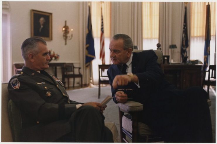 General Westmoreland with Lyndon B. Johnson in the White House, November 1967.