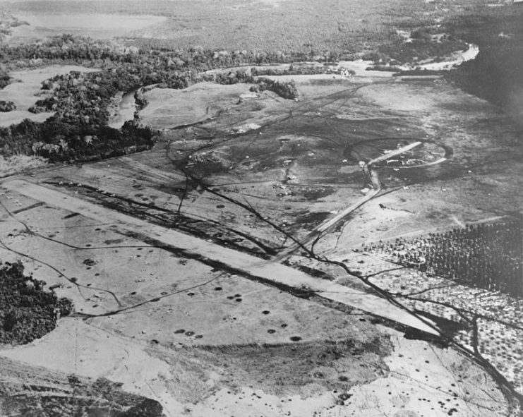 Henderson Field in late August 1942, shortly after Allies began operations there.