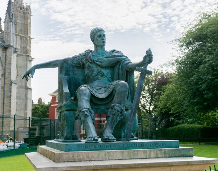Bronze statue of Constantine I (the Great) in York, England, near the spot where he was proclaimed Augustus in 306