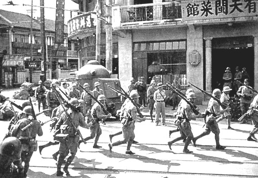 Japanese soldiers in Shanghai, 1937.