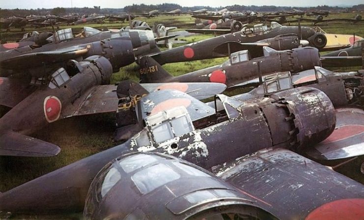 Mitsubishi A6M5 Model 52s abandoned by the Japanese at the end of the war