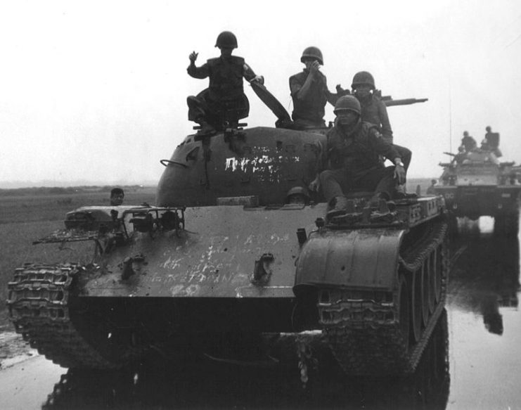 North Vietnamese T59 TANK captured by South Vietnamese 20th Tank Regiment south of Dong Ha.