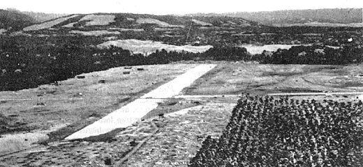 The airfield at Lunga Point on Guadalcanal, later called Henderson Field by the Allies, seen under construction by the Japanese in July 1942.