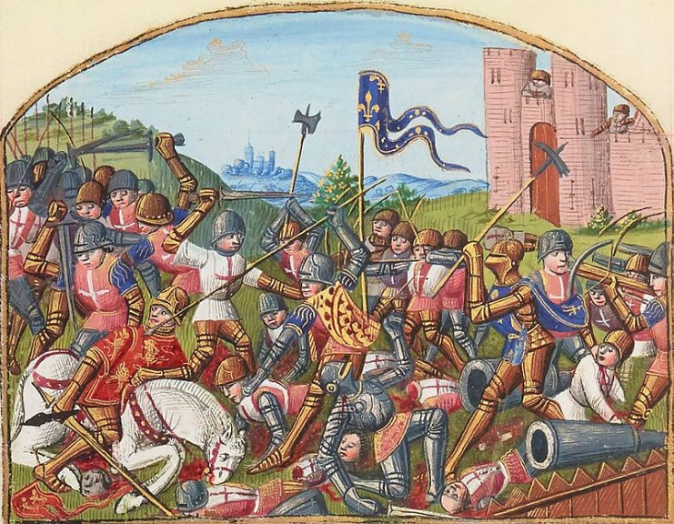 The death of John Talbot, Earl of Shrewsbury at the battle of Castillon from Vigilles de Charles VII by Martial d’Auvergne
