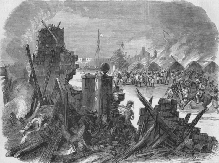 “The Sepoy revolt at Meerut,” from the Illustrated London News, 1857