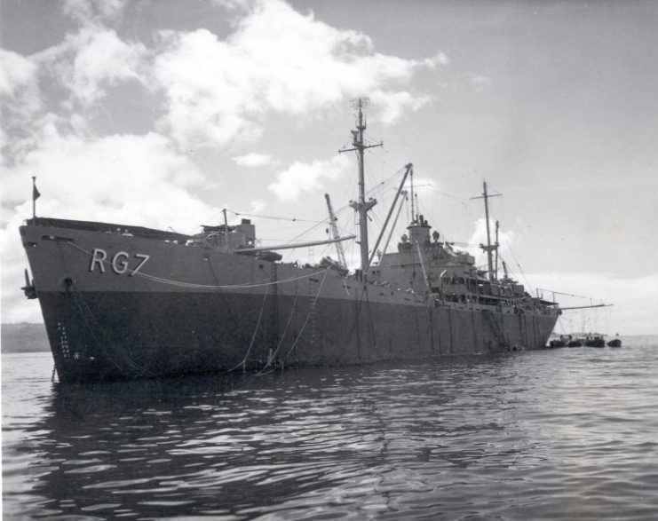 USS Culebra Island (ARG-7) at anchor.