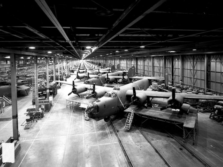 B-24s under construction at Ford Motor’s Willow Run plant