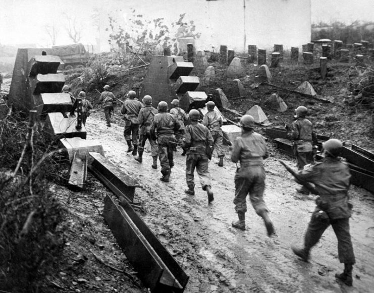 US army marching into Germany.