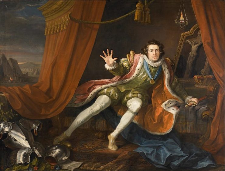 Richard III, played by David Garrick, awakens after a nightmare visit by the ghosts of his victims.