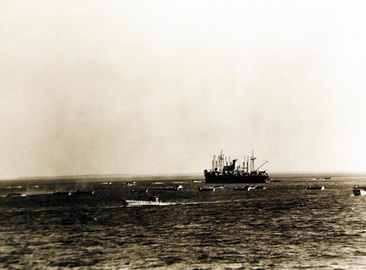 American ships preparing to land off Safi during Operation Blackstone.