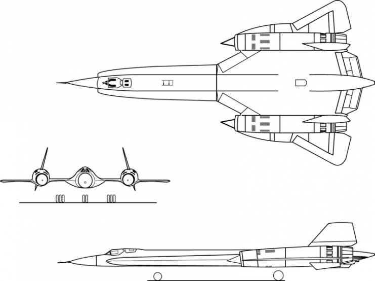Orthographically projected diagram of the Lockheed YF-12.