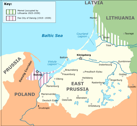 Inter-war East Prussia 1919-1939. Map: Matthead / CC-BY-SA 4.0