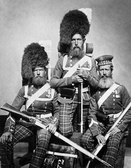Men of 72 Highlanders who served in the Crimea: William Noble, Alexander Davison and John Harper.