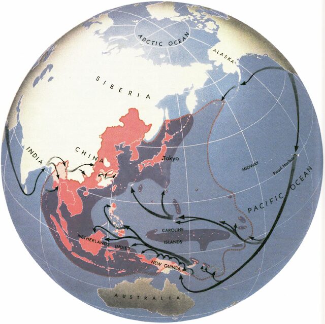 Allied attack routes against the Empire of Japan