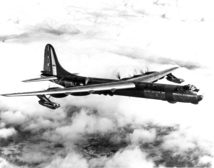 The Convair RB-36D is the jet-augmented version of the intercontinental strategic bomber.