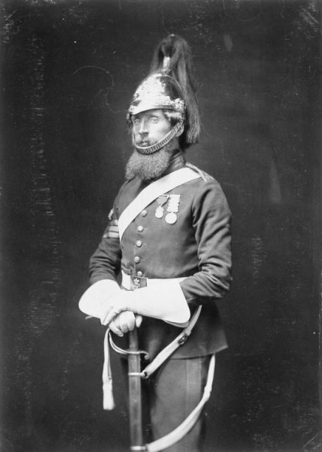 Sergeant Major Michael Baisley, 1st Royal Dragoons, seen by H.M. Queen Victoria at Aldershot.