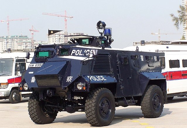 GKN Saxon AT105 APC in use by Hong Kong Police.Photo: Dennis Chan CC BY-SA 3.0