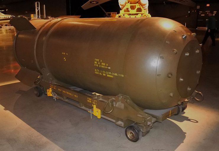 Mark 41 thermonuclear bomb casing at the National Museum of the United States Air Force.
