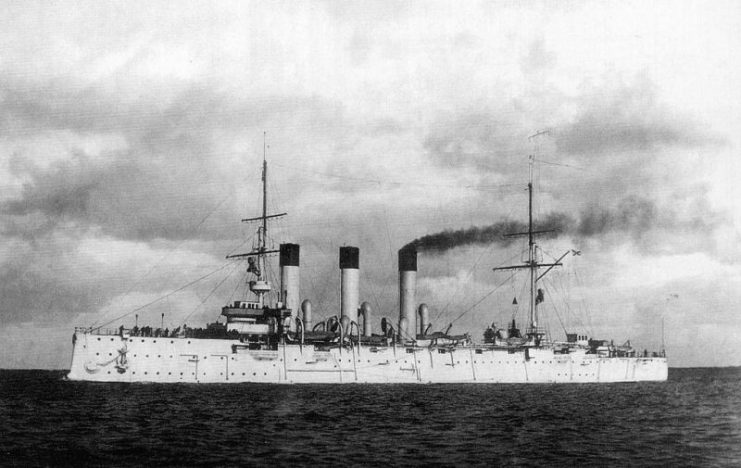 The Aurora, a Russian cruiser attacked by other Russian ships during the incident.