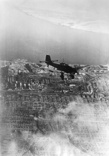 A Junkers Ju 87B over the Soviet Union, during the Battle of Stalingrad.