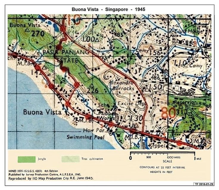 Contemporary Map for the Battle of Pasir Panjang, circa 1945. Photo: Tfitzp / CC BY-SA 4.0