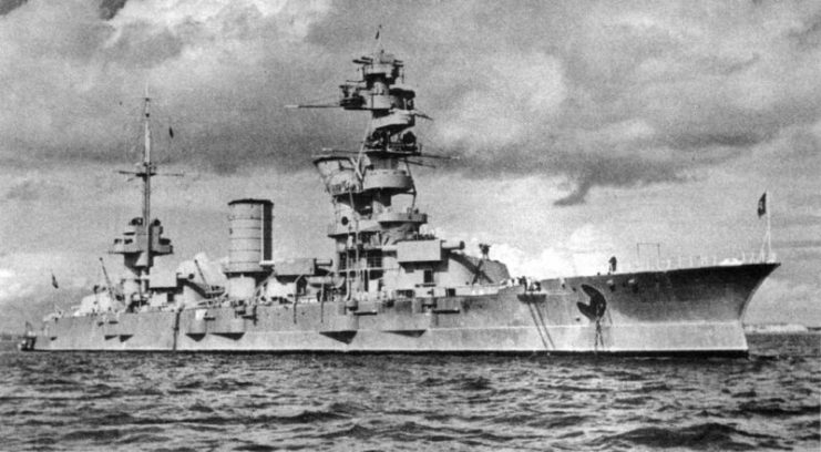 Soviet battleship Marat in 1939, after her reconstruction