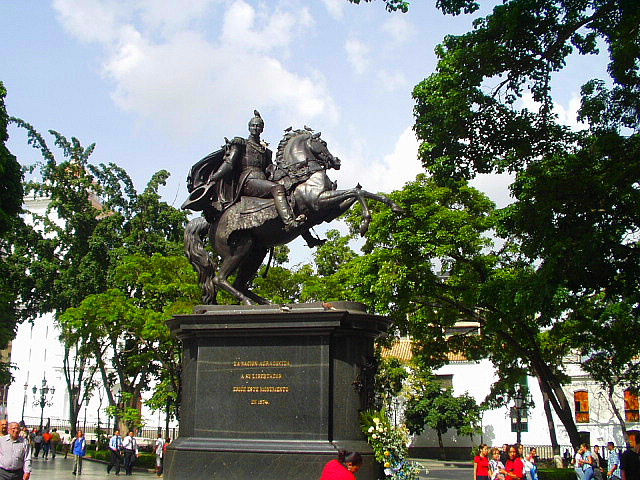Statue of Bolívar in Plaza Bolívar in Caracas by Adamo Tadolini