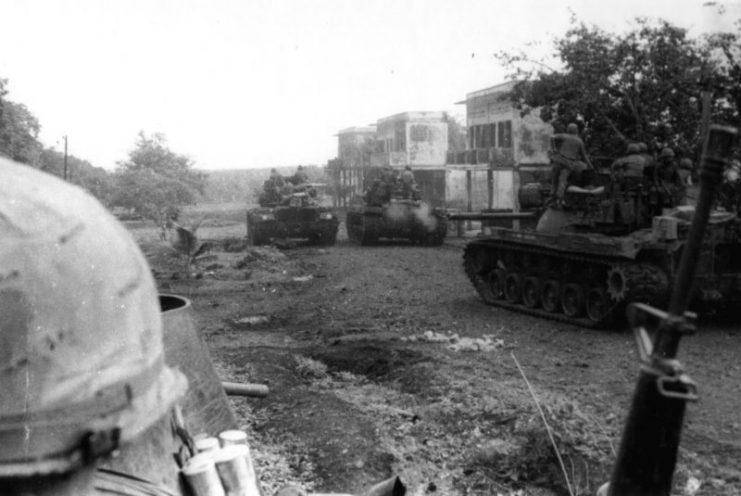 The 2d Squadron, 11th Armored Cavalry, enters Snoul, Cambodia on 4 May