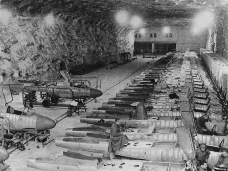 The Hinterbrühl underground production line for the He 162A was captured in April 1945.