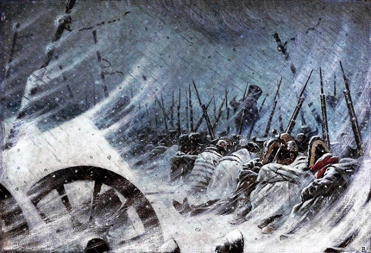 The Night Bivouac of Napoleon’s Army during retreat from Russia in 1812.