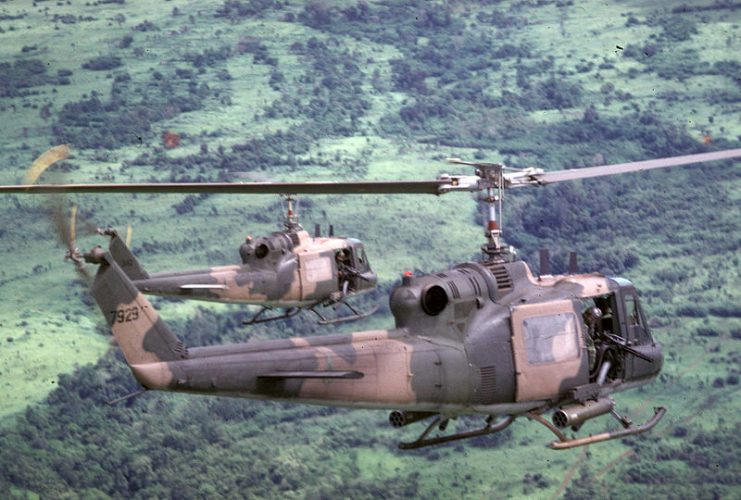 USAF UH-1Ps over Cambodia.1970