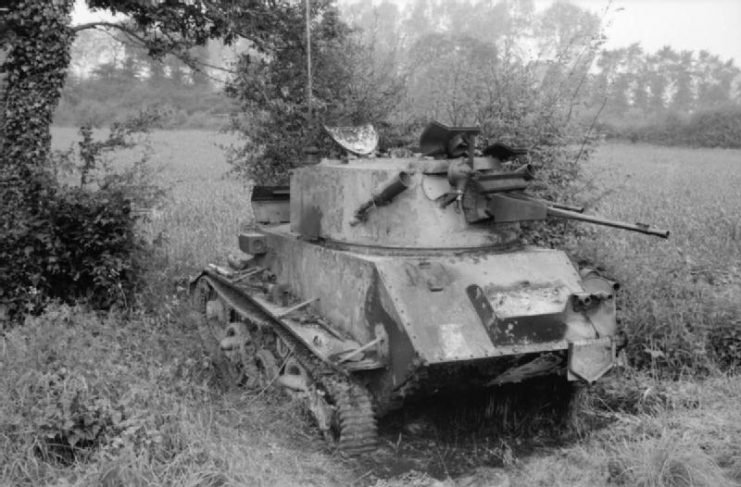 Vickers Light Tank Mk VIC knocked out during an engagement on 27 May 1940 in the Somme sector.