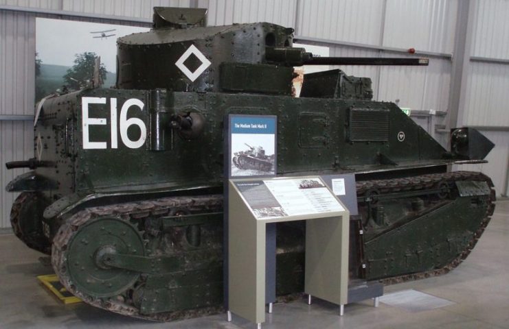 Vickers Medium Mark II at the Bovington Tank Museum.Photo: DAVID HOLT CC BY-SA 2.0