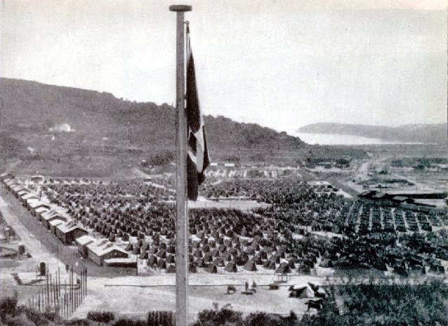 View of the Rab Concentration Camp, with the open-air tents for the inmates.Photo: Unknown CC BY-SA 3.0