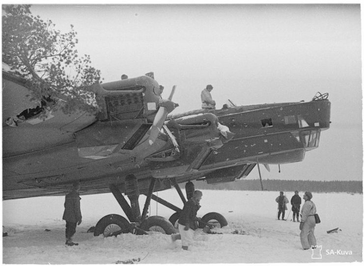 TB-3 after emergency landing during the Winter War in March, 1940.