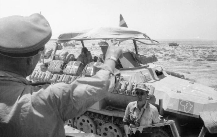 North Africa, Rommel in a Sd.Kfz. 250/3.Photo: Bundesarchiv, Bild 101I-785-0296-22A / Valtingojer / CC-BY-SA 3.0