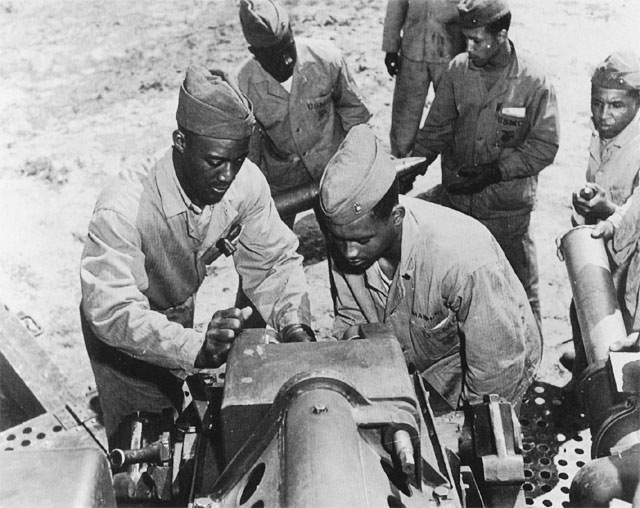 African-American Marines of the 51st Defense Battalion on a training.