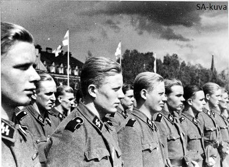 Fins also joined. Finnish Volunteer Battalion of the Waffen-SS soldiers take part for the field Service of worship in Tampere after they have returned back to home, after 2 year of service on the German eastern front 1941-1943 Unit casualties where 255 men killed in action, 686 wounded and 14. The battalion was praised by many Waffen-SS commanders