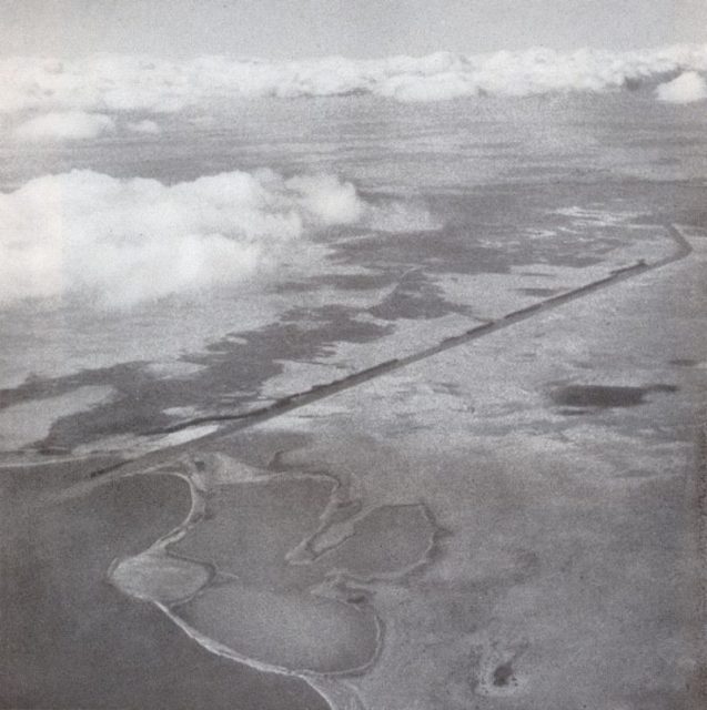 Suez Canal in February 1934. Air photograph taken by Swiss pilot and photographer Walter Mittelholzer