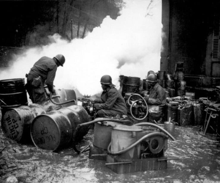 Soldiers of the 161st Chemical Smoke Generating Company, U.S. Third Army.