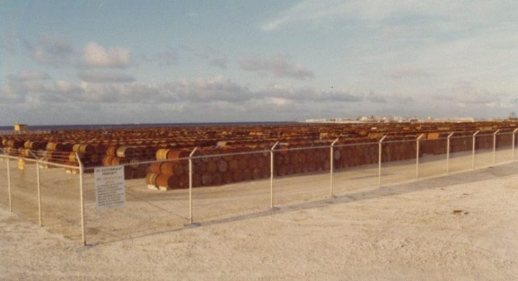 Agent Orange Barrels at Johnston Atoll around circa 1976