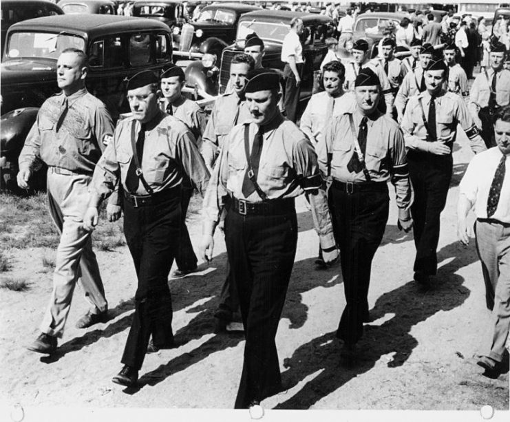 Anastasy Vonsyatsky marching with the German American Bund, 1939.