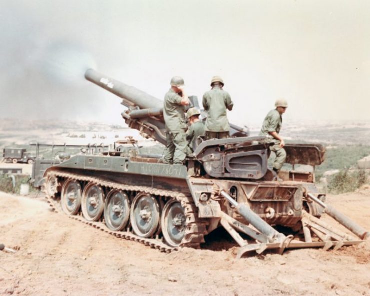 Artillery during Operation “Jeb Stuart” 1968, Vietnam.
